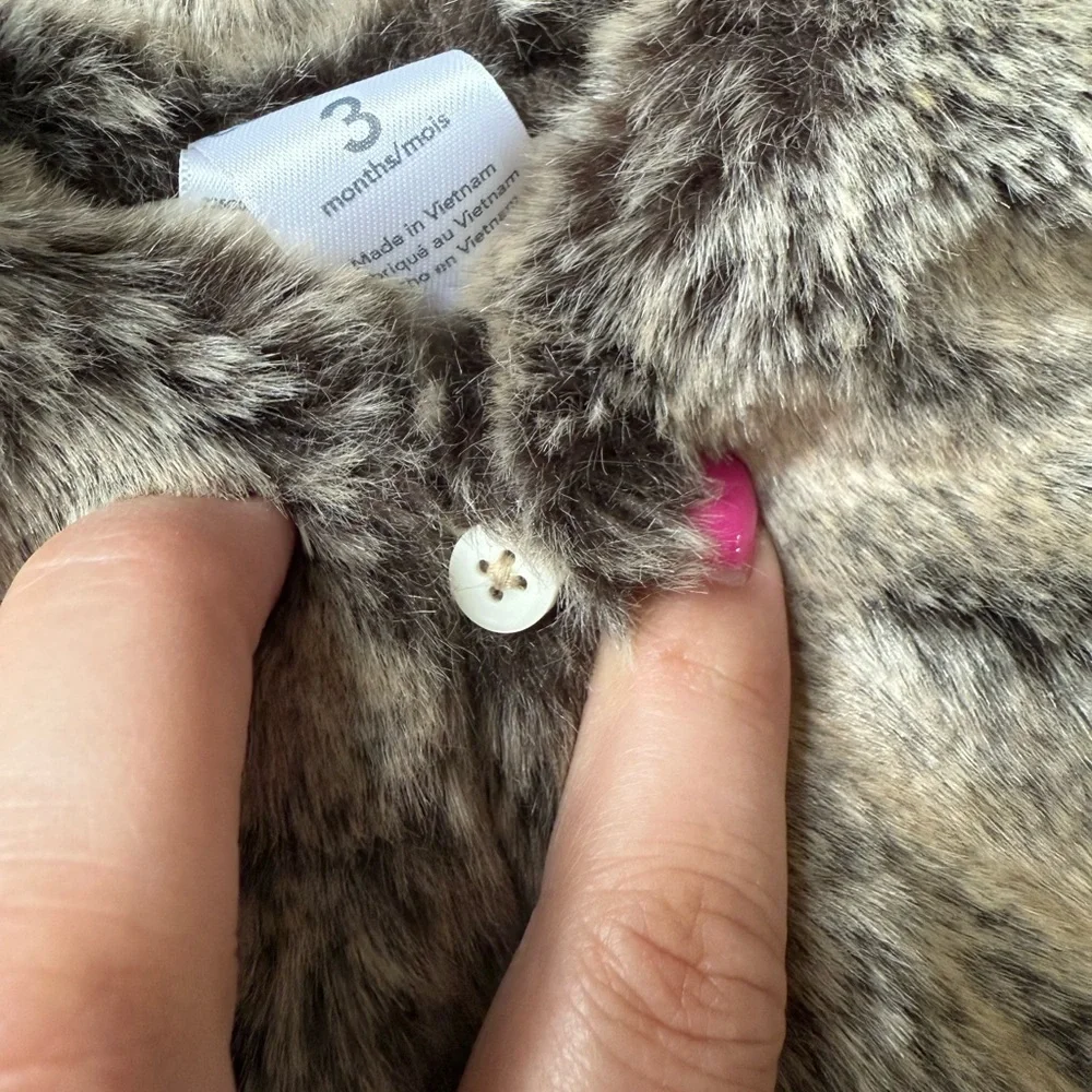Carter's Plush Gray / Tan Baby Faux Fur Vest - Size 0-3 months